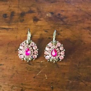 Pink Gem Teardrop dangle earrings